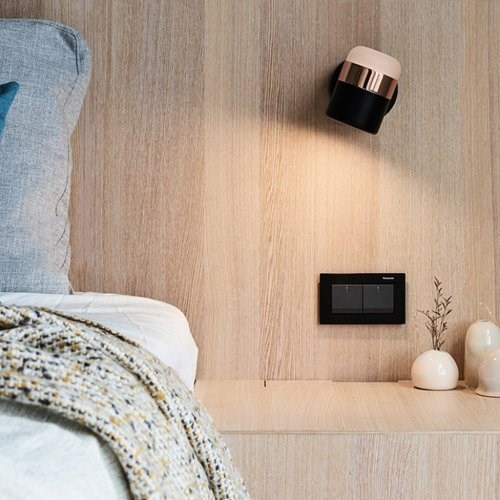 現代簡約 圓柱金邊 壁燈 黑