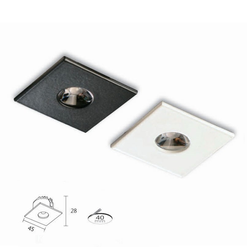 崁孔 4cm LED 3W 方形崁燈  黑/白 二色