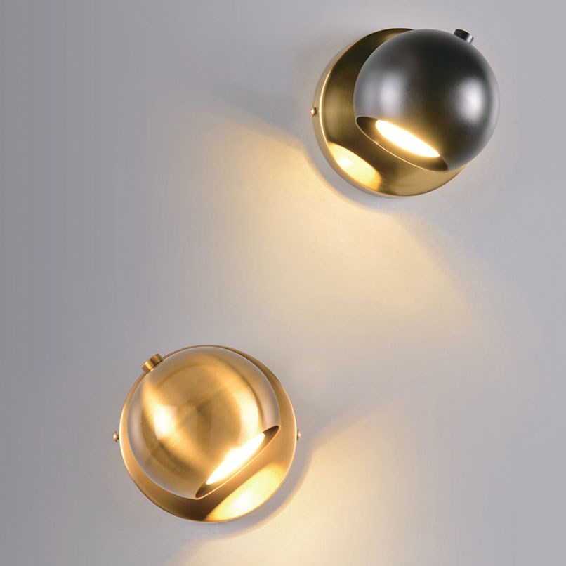 Mura 豆型圓銅壁燈 黑/金