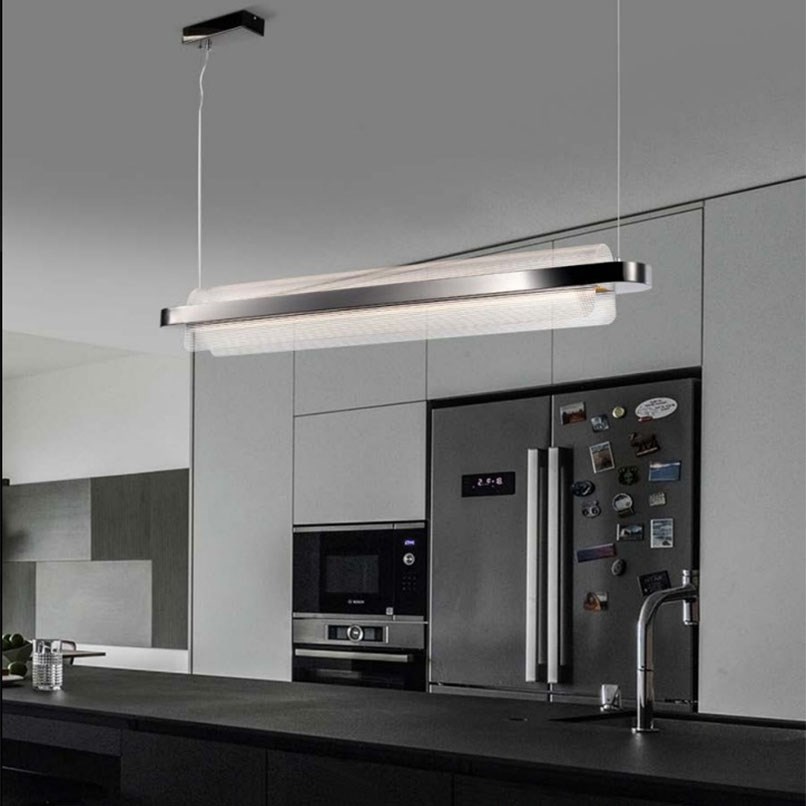 Yra 銀弧一體長吊燈