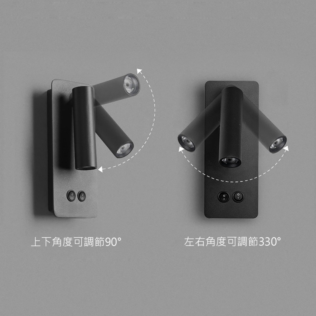 Ddu 細管漸層光壁燈 黑/白