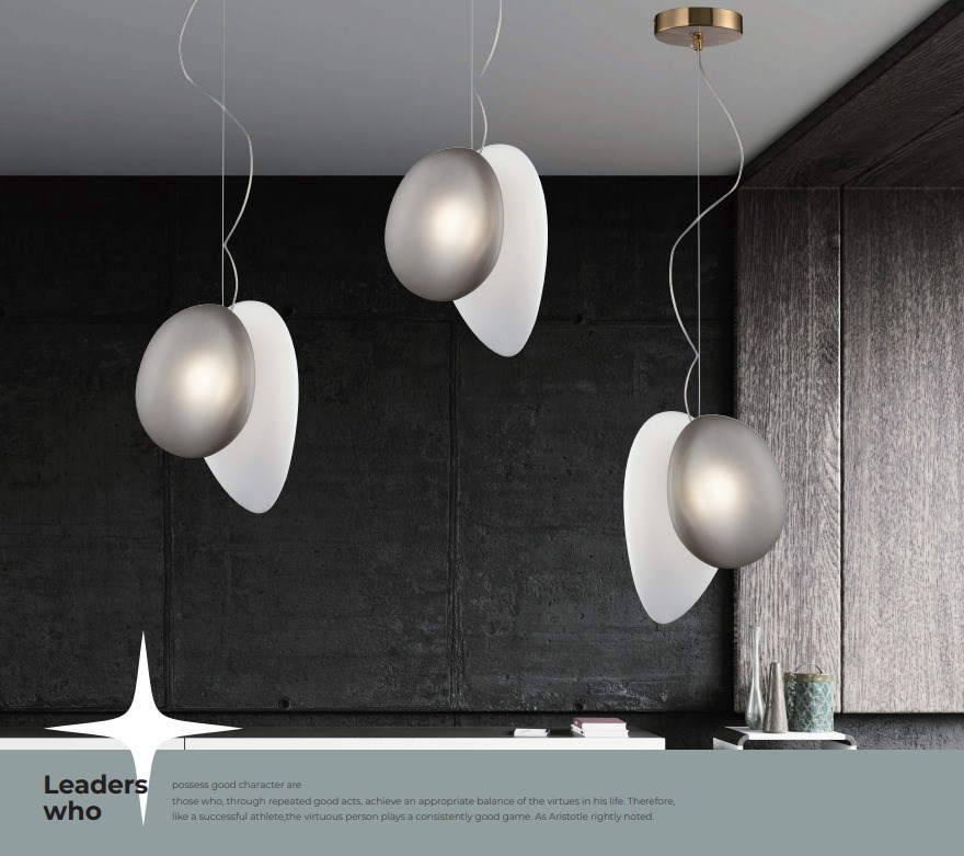 Cobble 噴沙卵石吊燈 銀白