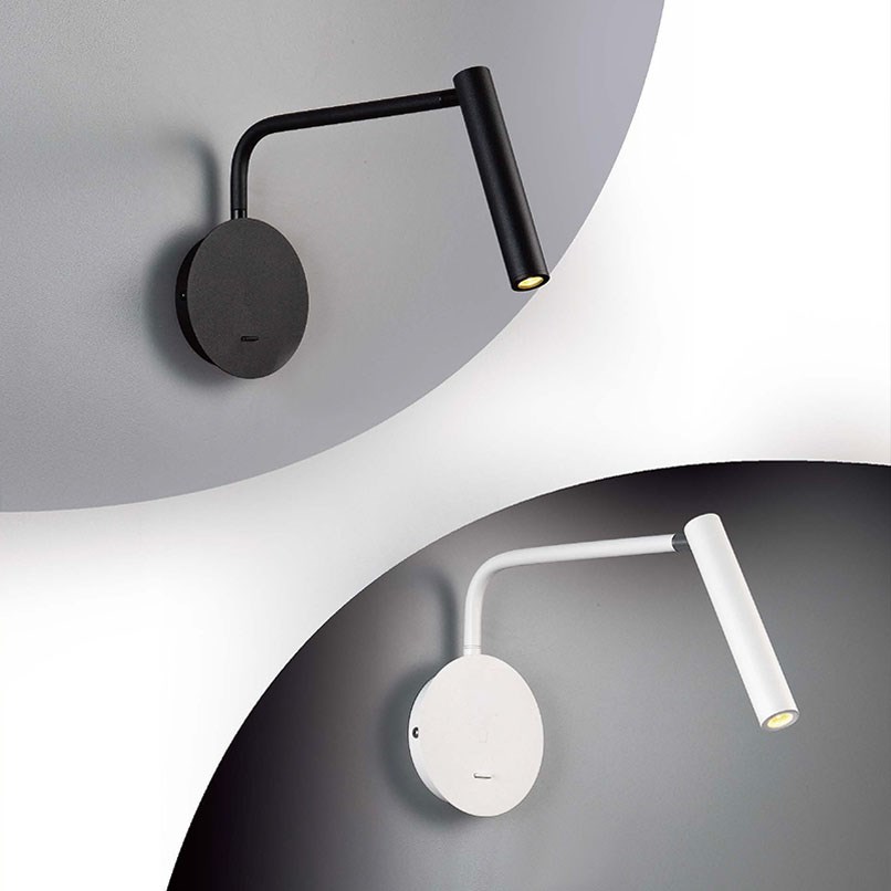 Eliz 筆管閱讀壁燈 黑/白