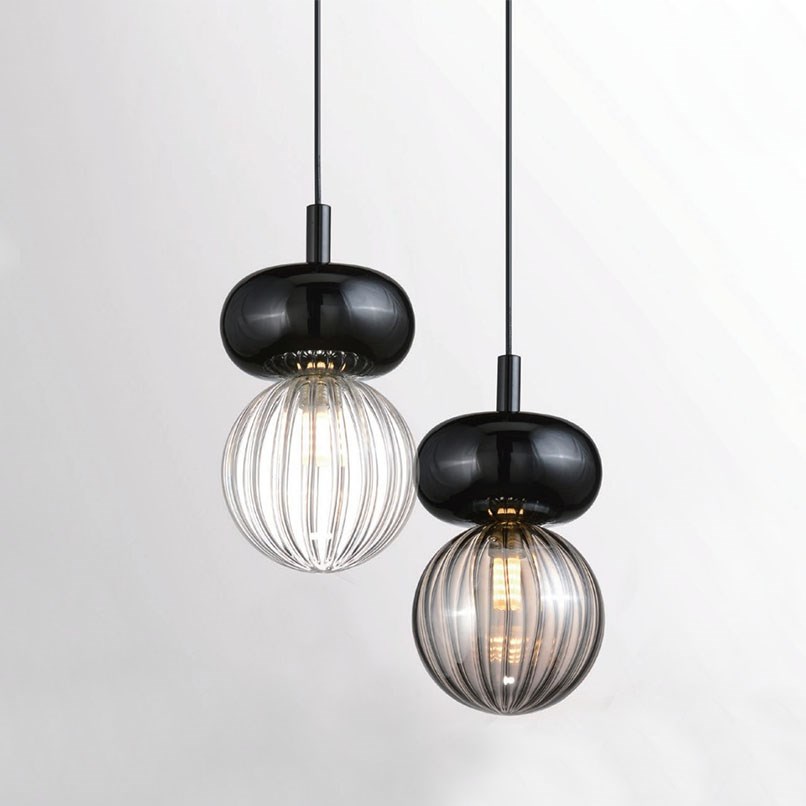 Arlo 夜圓酒館吊燈 清光/菸灰玻璃